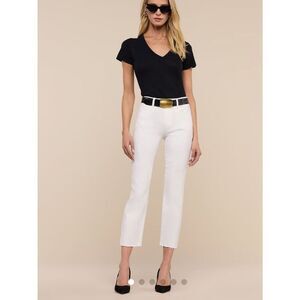 L’AGENCE Jeans Sada Slim Leg High Rise Cropped Raw Hem In Blanc White Size 26